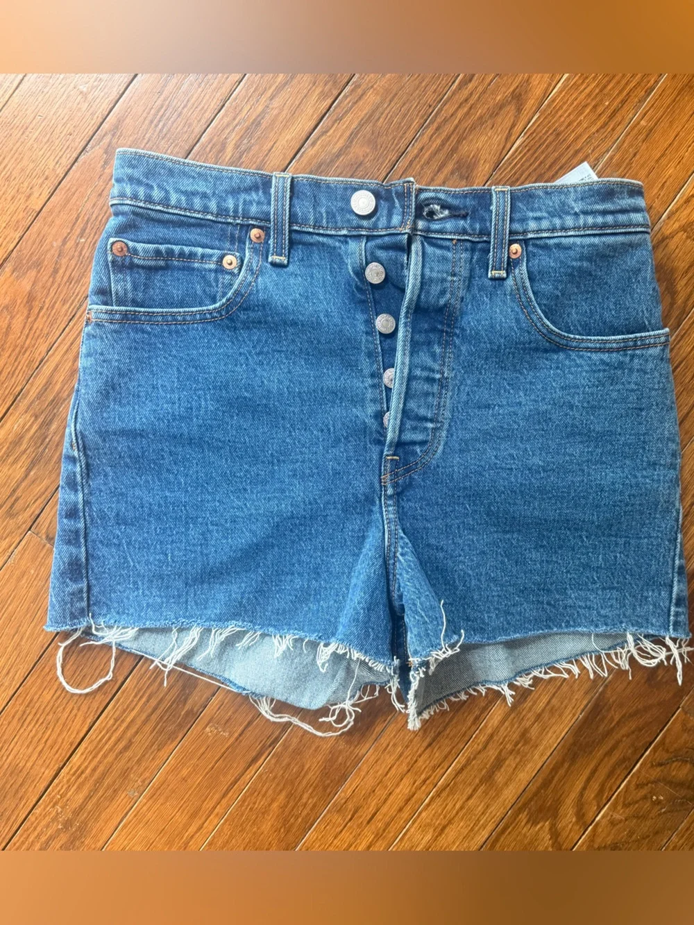 Levi's Blue Denim Ribcage Shorts